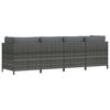 vidaXL 4-Seater Garden Sofa with Cushions Grey Poly Rattan