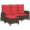 vidaXL Reclining Garden Sofa with Cushions L-shaped Brown Poly Rattan