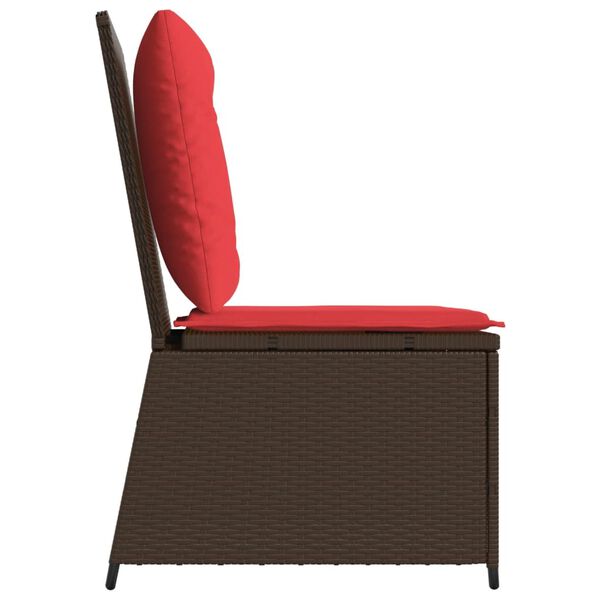 vidaXL Reclining Garden Sofa with Cushions Brown Poly Rattan