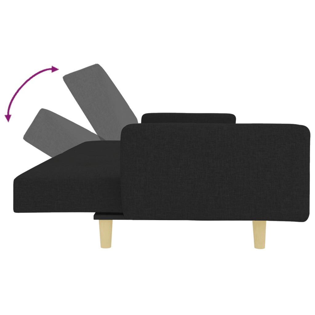vidaXL 2-Seater Sofa Bed with Footstool Black Fabric