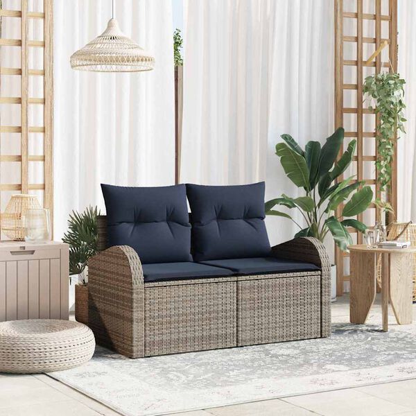 vidaXL Garden Sofa Grey 124 x 62 x 85cm Poly Rattan