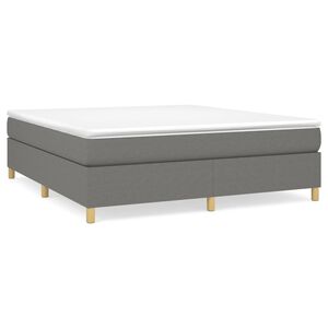 vidaXL Box Spring Bed Frame Dark Grey King Fabric (US Only)