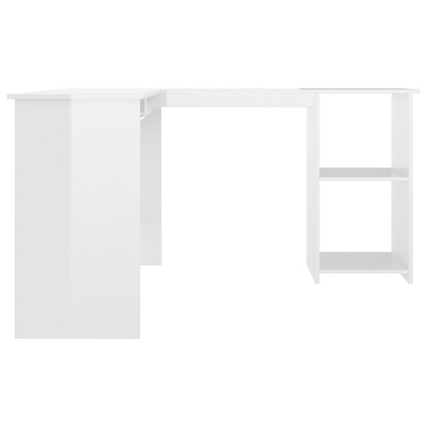 vidaXL L-Shaped Corner Desk High Gloss White 120x140x75 cm Engineered Wood