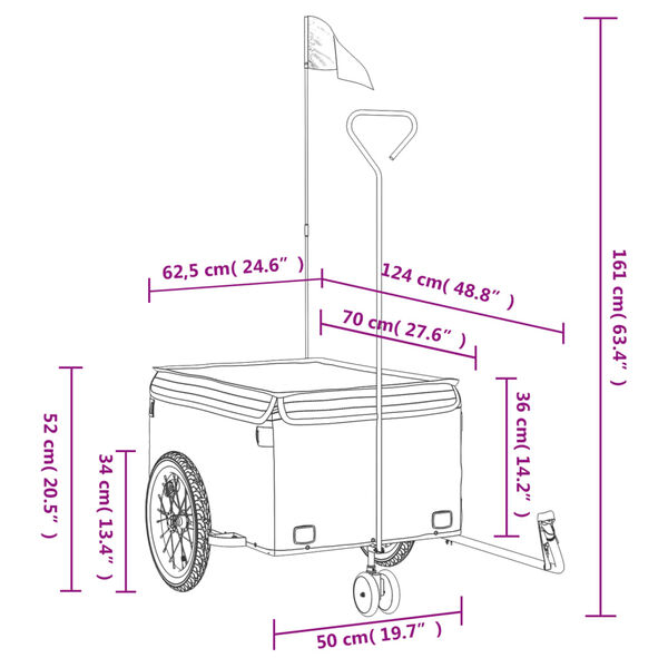 vidaXL Bike Trailer Black and Orange 45 kg Iron