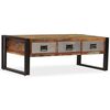 vidaXL Coffee Table with 3 Drawers Solid Reclaimed Wood 100x50x35 cm