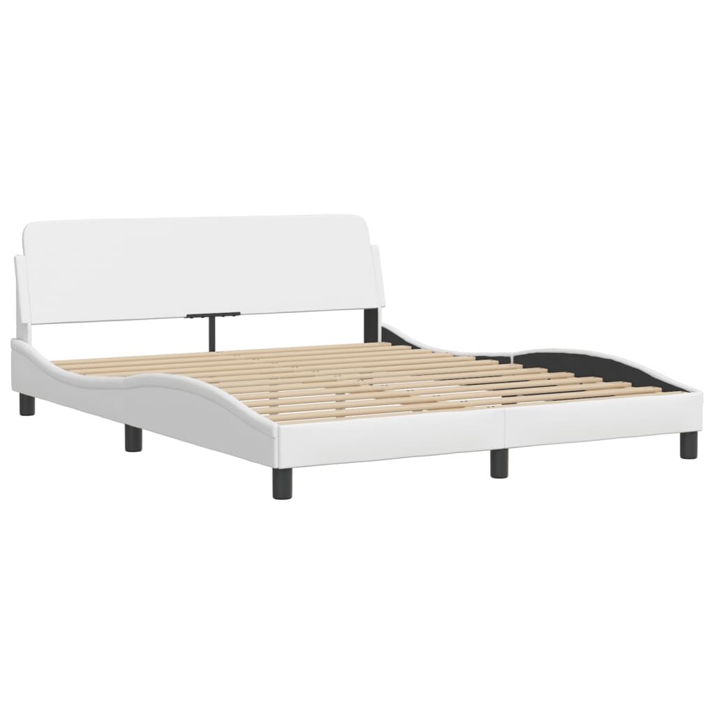 vidaXL Bed Frame without Mattress White 152x203 cm Queen Faux Leather