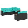 vidaXL 7 Piece Garden Sofa Set with Cushions Black Poly Rattan