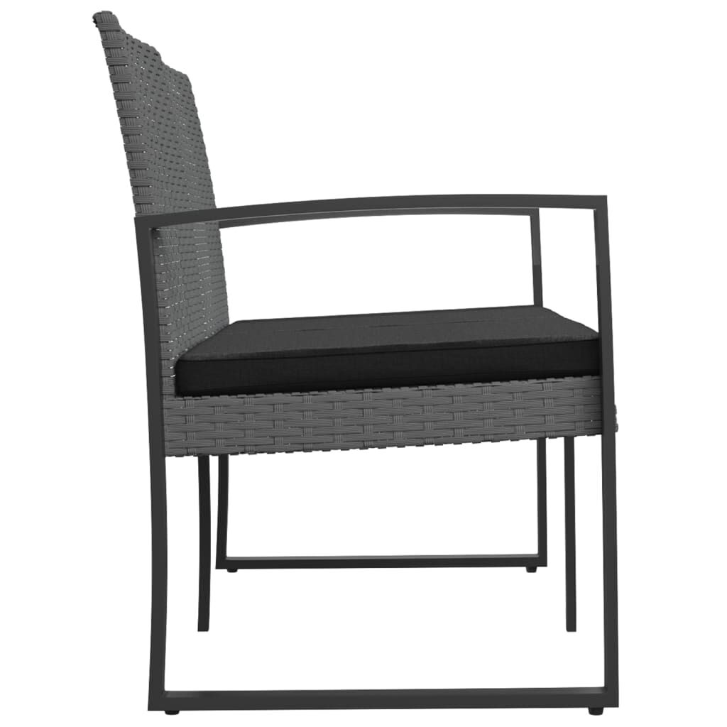 vidaXL 2-Seater Garden Bench with Cushions Dark Grey PP Rattan