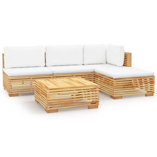 vidaXL 5 Piece Garden Lounge Set with Cushions Solid Wood Teak