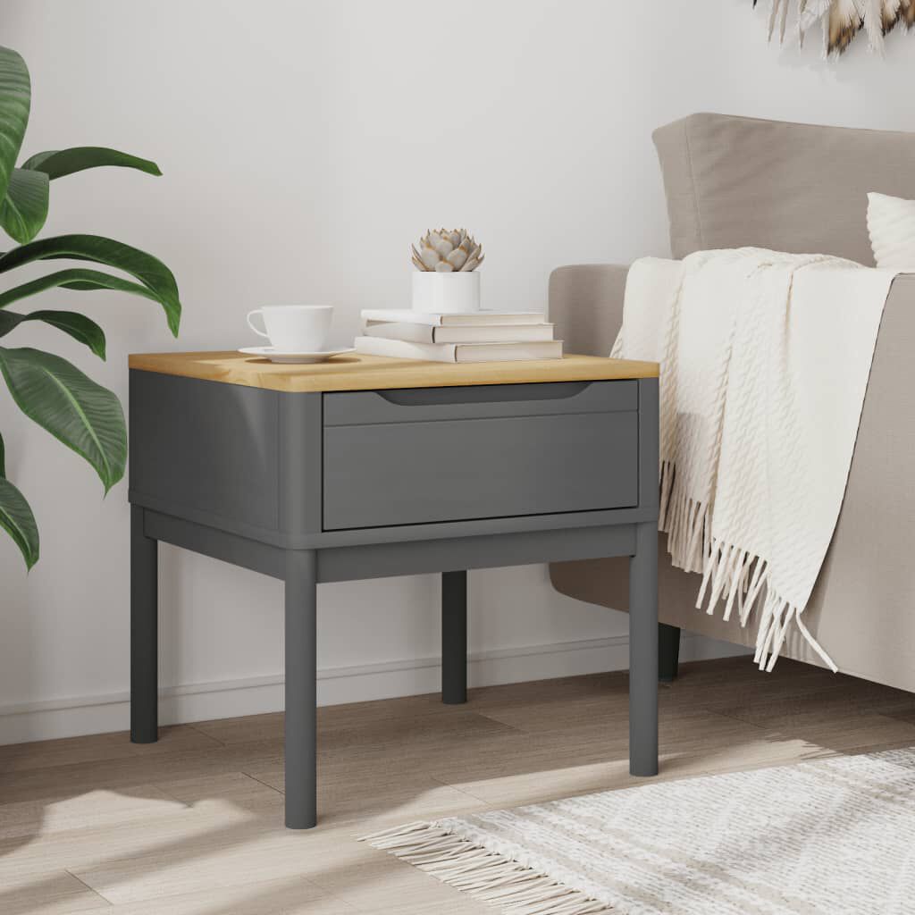 vidaXL Lamp Table FLORO Grey 55x55x54 cm Solid Wood Pine