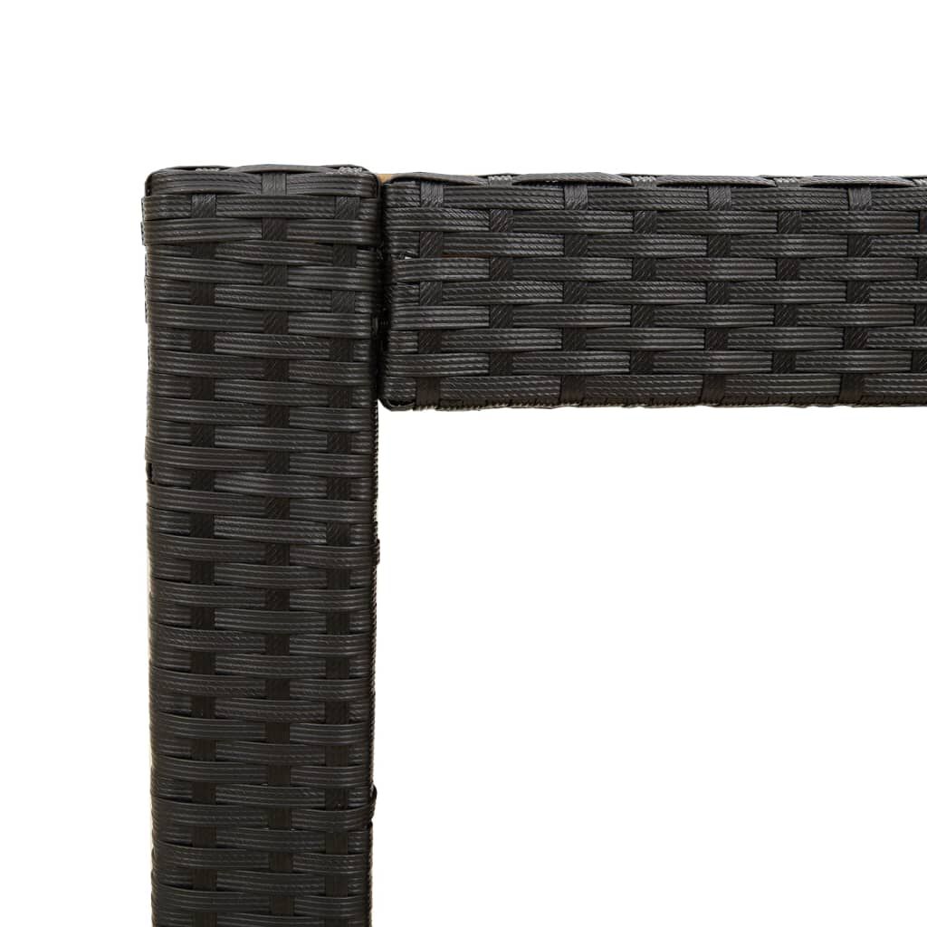 vidaXL Garden Side Table with Wooden Top Black 60x40x75 cm Poly Rattan