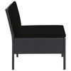 vidaXL 6 Piece Garden Lounge Set with Cushions Poly Rattan Black