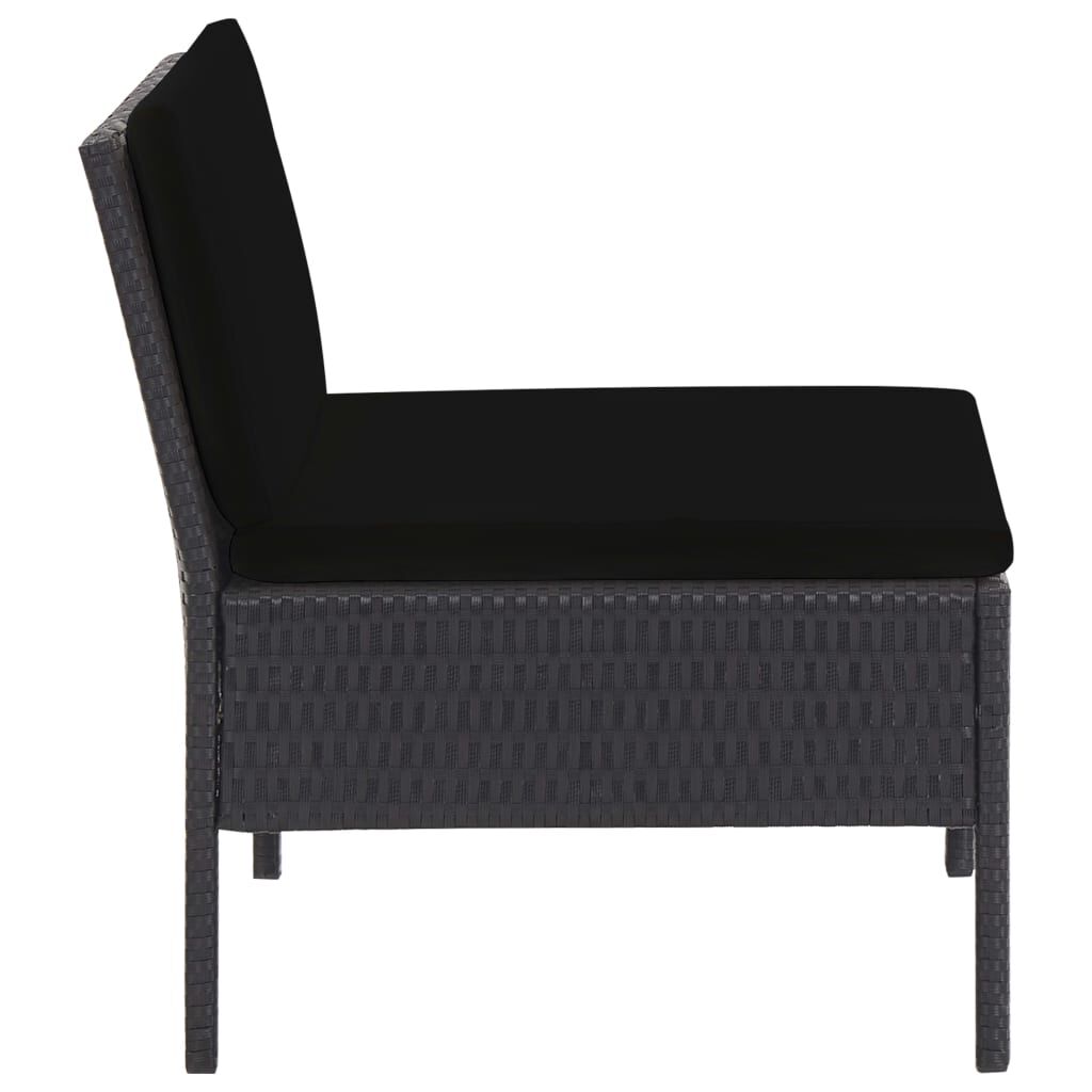 vidaXL 6 Piece Garden Lounge Set with Cushions Poly Rattan Black