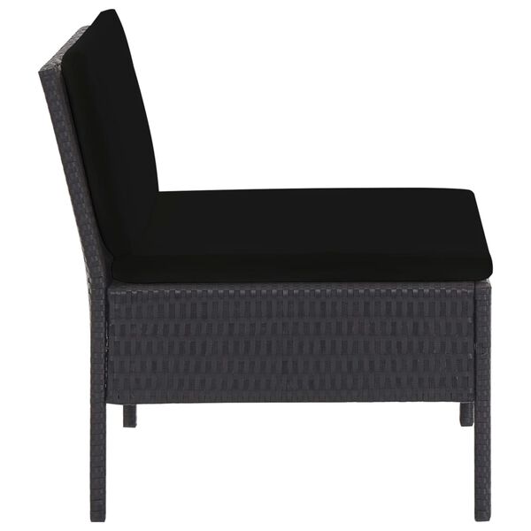 vidaXL 6 Piece Garden Lounge Set with Cushions Poly Rattan Black
