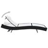vidaXL Sun Lounger with Pillow Poly Rattan Black