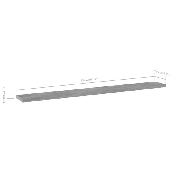 vidaXL Bookshelf Boards 4 pcs Concrete Grey 80x10x1.5 cm Engineered Wood