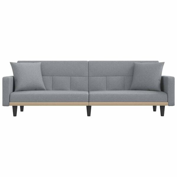vidaXL Sofa Bed with Cushions Light Grey Fabric