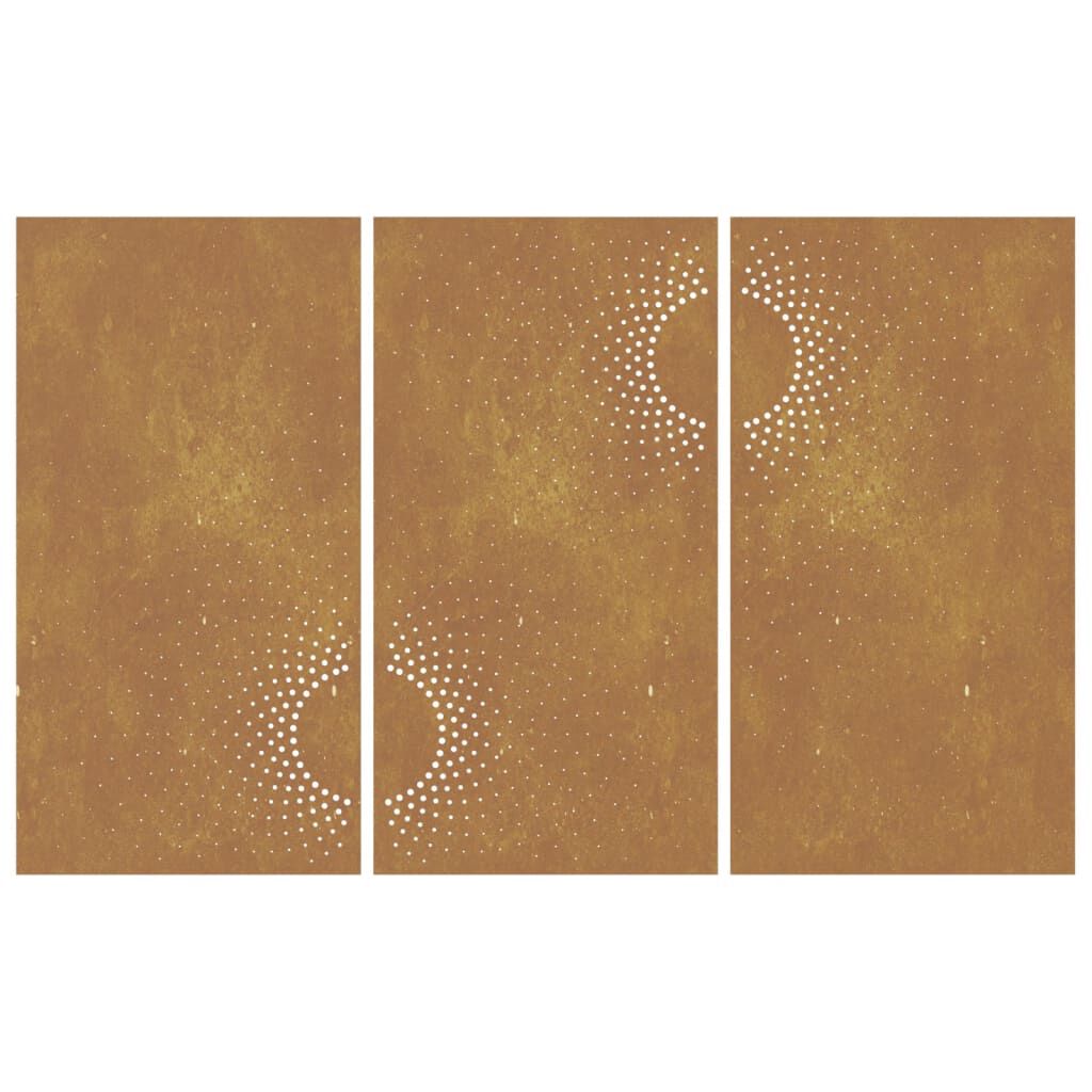 vidaXL Garden Wall Decorations 3 pcs 105x55 cm Corten Steel Sun Design