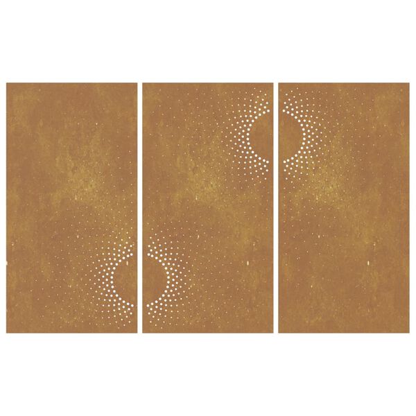 vidaXL Garden Wall Decorations 3 pcs 105x55 cm Corten Steel Sun Design