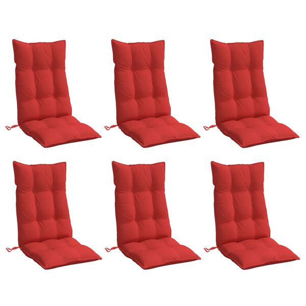 vidaXL Highback Chair Cushions 6 pcs Red Oxford Fabric