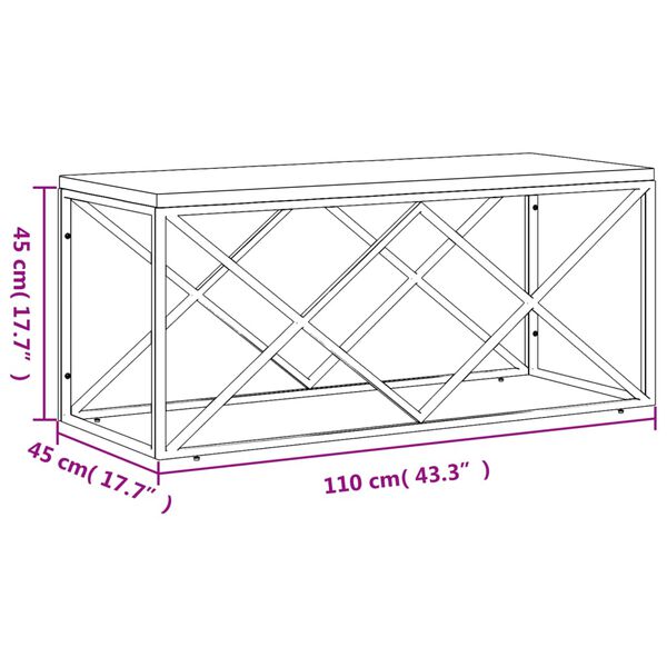 vidaXL Coffee Table Stainless Steel and Solid Wood Reclaimed
