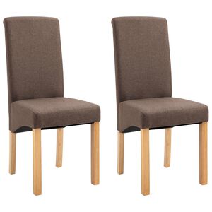 vidaXL Dining Chairs 2 pcs Brown Fabric