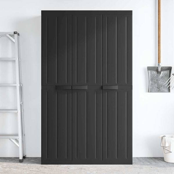 vidaXL Outdoor Storage Cabinet Black 97x37x165 cm PP