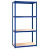 vidaXL 4-Layer Shelves 2 pcs Blue Steel&Engineered Wood