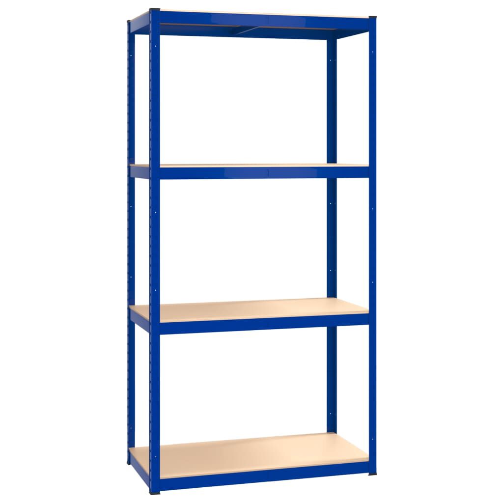vidaXL 4-Layer Shelves 2 pcs Blue Steel&Engineered Wood