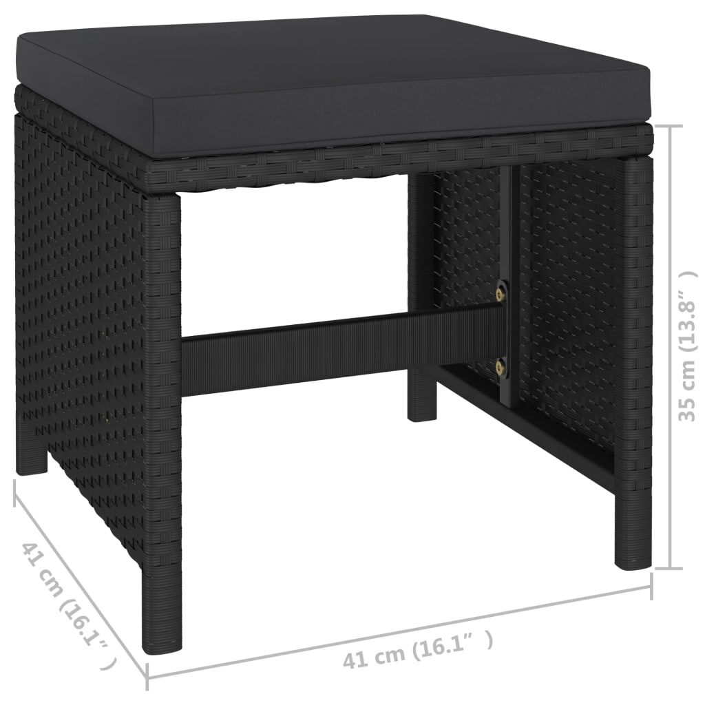 vidaXL 6 Piece Outdoor Dining Set with Cushions Poly Rattan Black