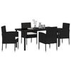vidaXL Garden Dining Set with Cushion 5 pcs Black Poly Rattan