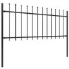 vidaXL Garden Fence with Spear Top Steel 181x80 cm Black