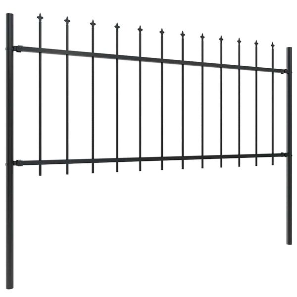 vidaXL Garden Fence with Spear Top Steel 181x80 cm Black
