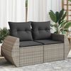 vidaXL Garden Sofa with Cushions 2-Seater Grey Poly Rattan