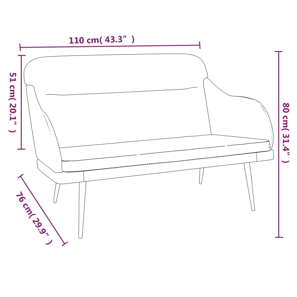 vidaXL Bench Light Grey 110x76x80 cm Velvet