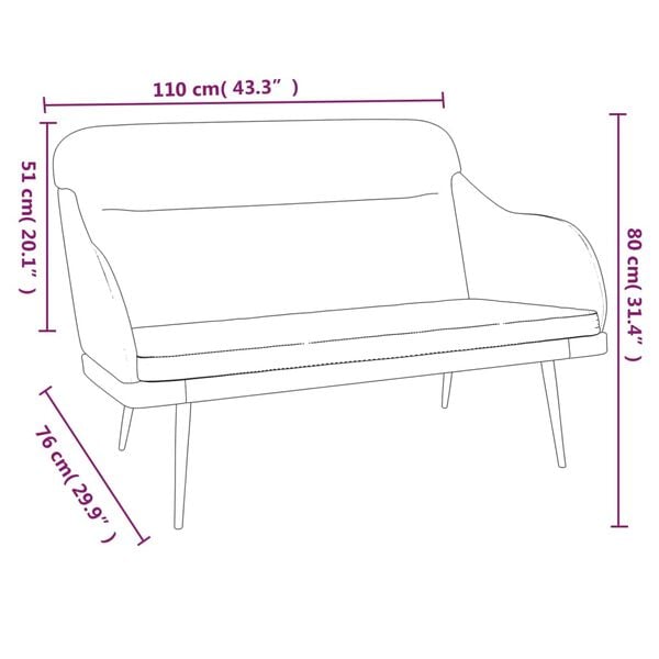 vidaXL Bench Light Grey 110x76x80 cm Velvet