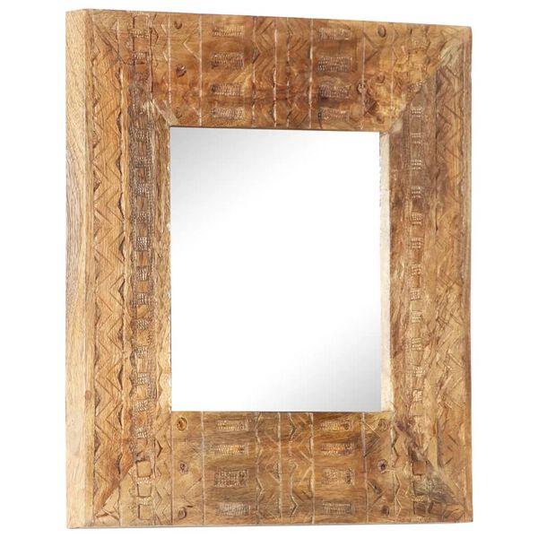 vidaXL Hand-Carved Mirror 50x50x2.5 cm Solid Mango Wood