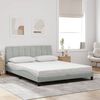 vidaXL Bed Frame without Mattress "Hanko" Light Grey 152x203 cm Queen Velvet