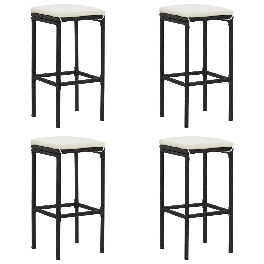 vidaXL 5 Piece Garden Bar Set with Cushions Poly Rattan Black