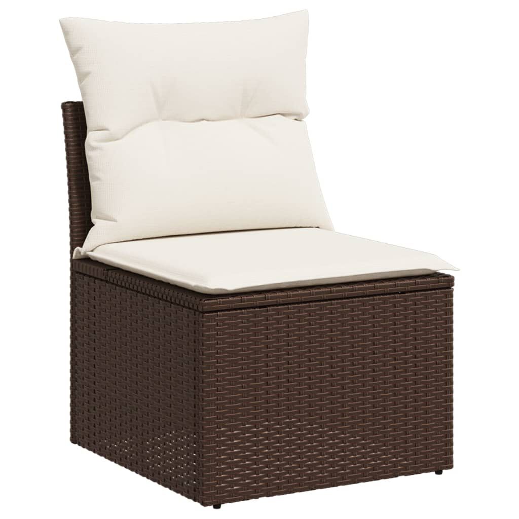 vidaXL 6 Piece Garden Sofa Set with Cushions Brown Poly Rattan