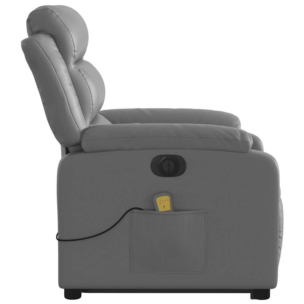 vidaXL Electric Stand up Massage Recliner Chair Grey Faux Leather