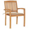 vidaXL Stacking Garden Chairs with Cushions 4 pcs Solid Teak Wood