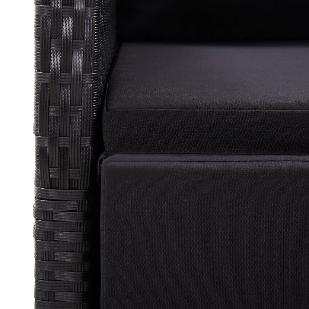 vidaXL Reclining Garden Chairs with Cushions 2 pcs Black Poly Rattan