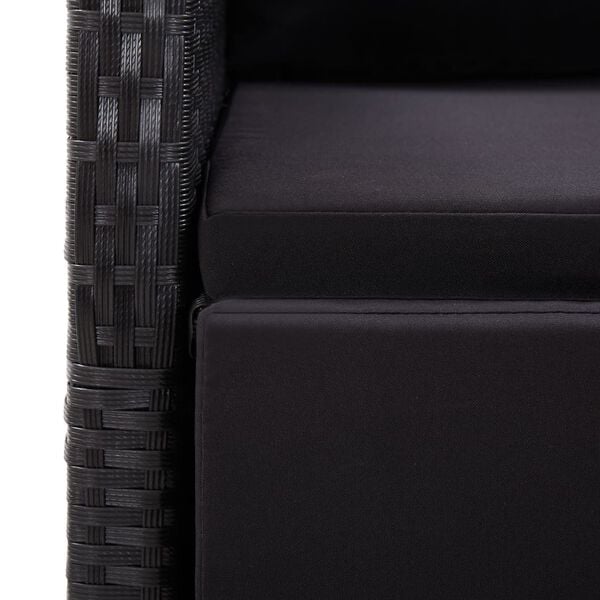 vidaXL Reclining Garden Chairs with Cushions 2 pcs Black Poly Rattan