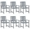 vidaXL Garden Chairs with Cushions 6 pcs Solid Acacia Wood Grey