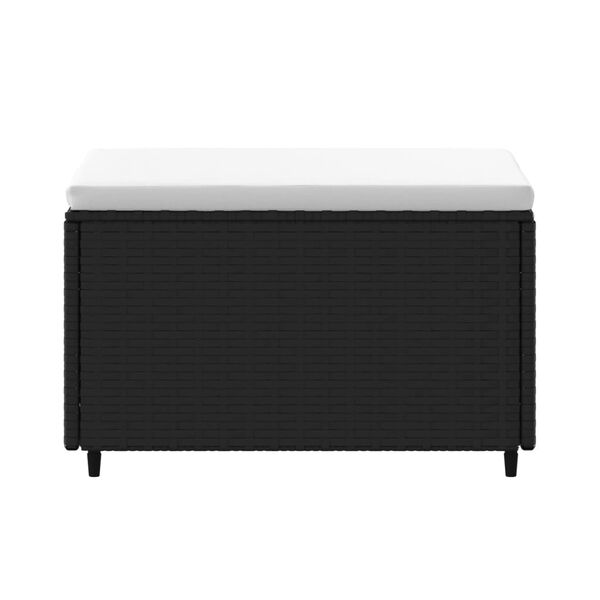 vidaXL Garden Footrests with Cushions 2 pcs Black Poly Rattan