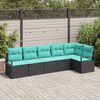 vidaXL Sofa Set 6 pcs Black Poly Rattan