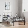 vidaXL Metal Bed Frame without Mattress with Footboard Black 100x190cm