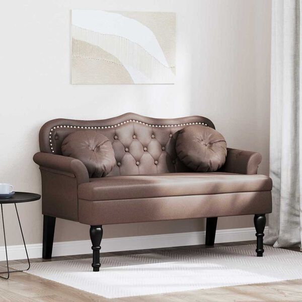 vidaXL Chesterfield Bench Brown 120.5 x 65 x 75 cm Faux Leather