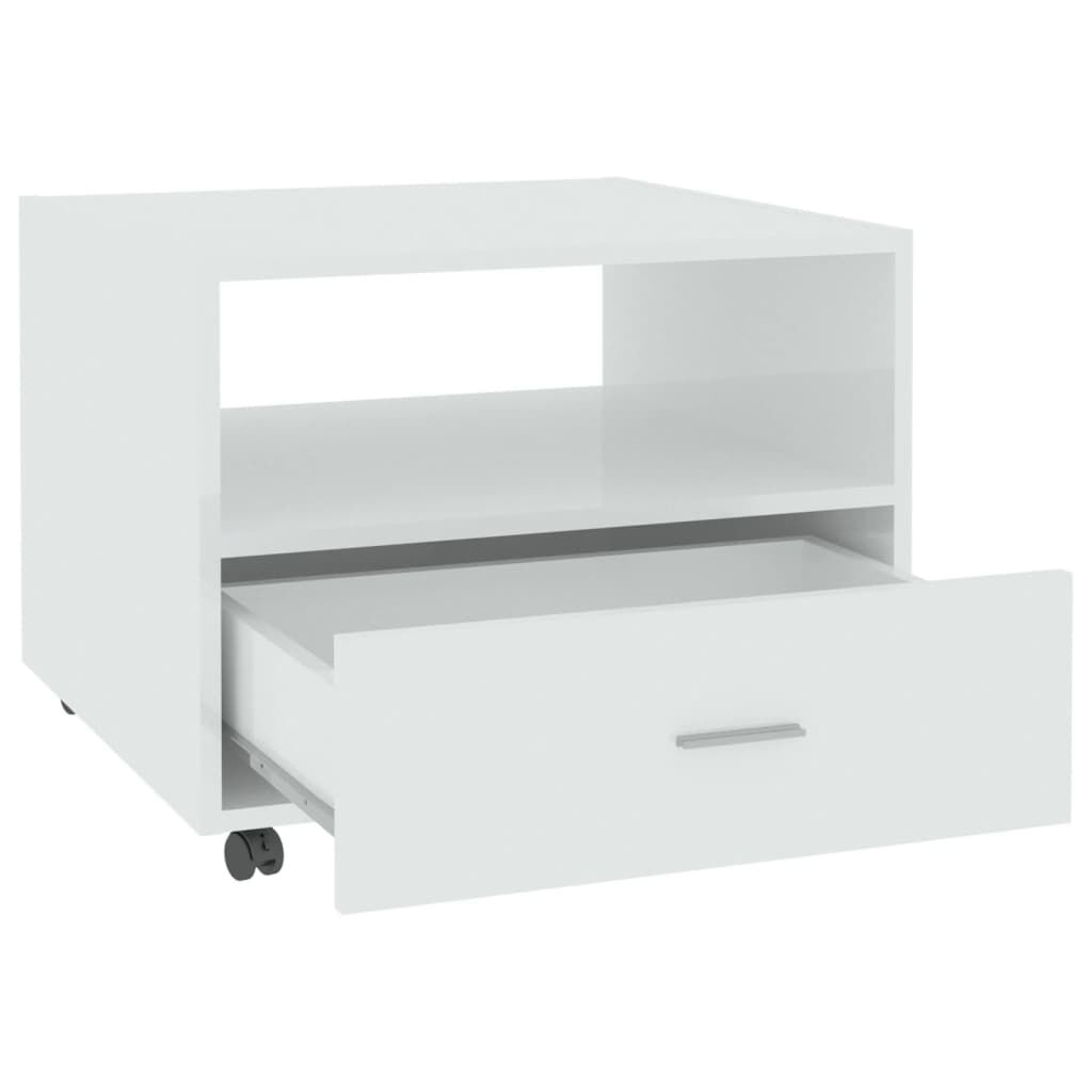 vidaXL Coffee Table High Gloss White 55x55x40 cm Engineered Wood